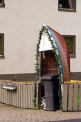 Přístřešek na popelnici, Frøskeland, Lofoten. Norsko