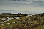 Řeka Öxará, jezero Þingvallavatn, Národní park Þingvellir
