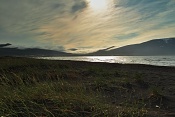 Záliv Skagalfjördur  a mlha nad hřebenem Tindastóll