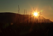 Západ slunce nad hřebenem Tindastóll